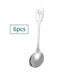 4pcs Flamingo Spoon Set 304 Stainless Steel Teaspoons Mini Coffee Sugar Spoons
