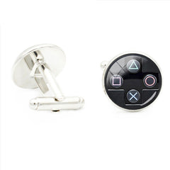 Video Game Glass Time Gem Cufflinks Men's Cuff Link Metal Base Jewelry