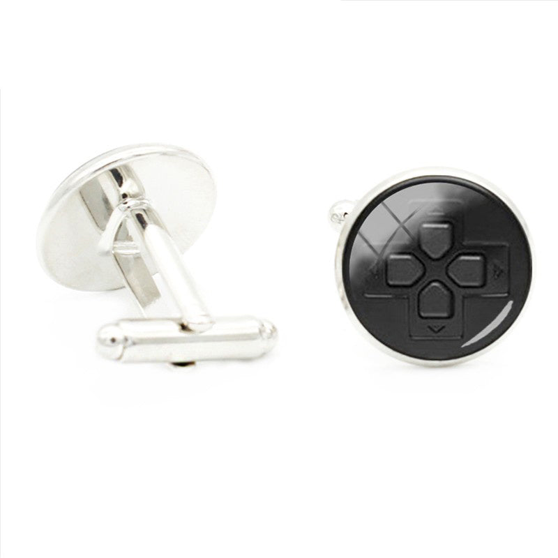 Video Game Glass Time Gem Cufflinks Men's Cuff Link Metal Base Jewelry