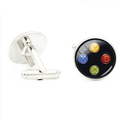 Video Game Glass Time Gem Cufflinks Men's Cuff Link Metal Base Jewelry