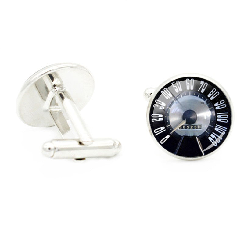 Car Speed Mileage Dashboard Cufflinks Glass Gem Retro Cuff Link Jewelry
