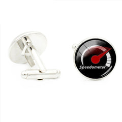 Car Speed Mileage Dashboard Cufflinks Glass Gem Retro Cuff Link Jewelry