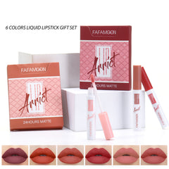 6pcs Non Stick Matte Lip Glaze Set Long Lasting Lip Gloss