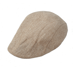 Linen Peaked Cap Solid Breathable Sunshade Beret Hat