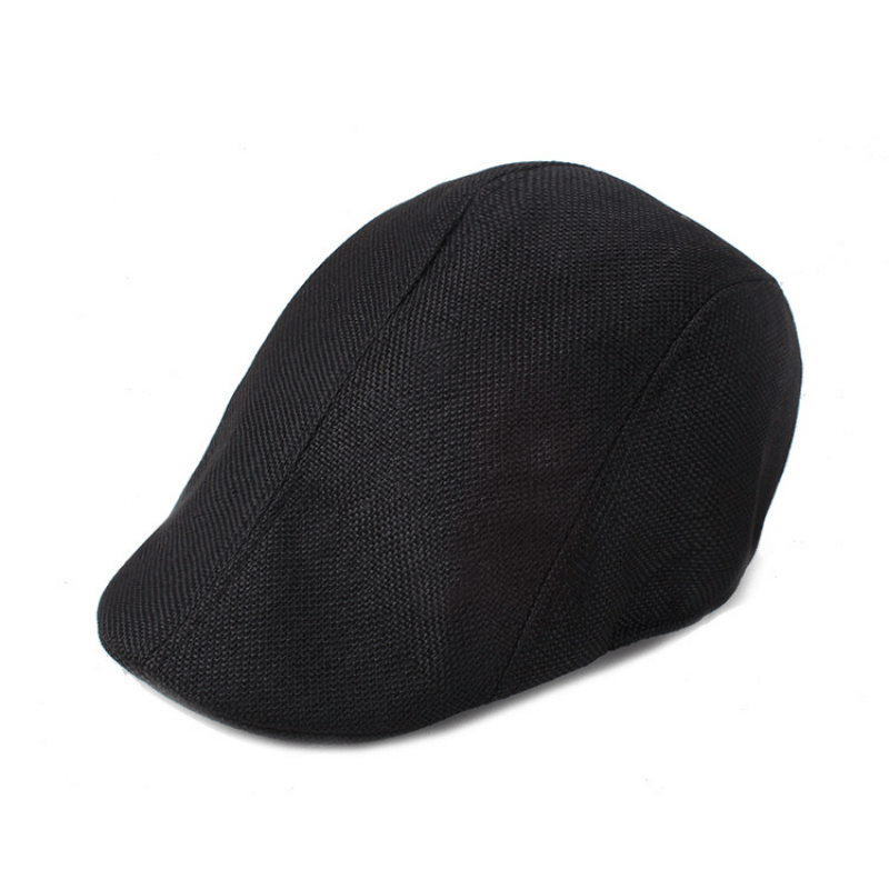 Linen Peaked Cap Solid Breathable Sunshade Beret Hat