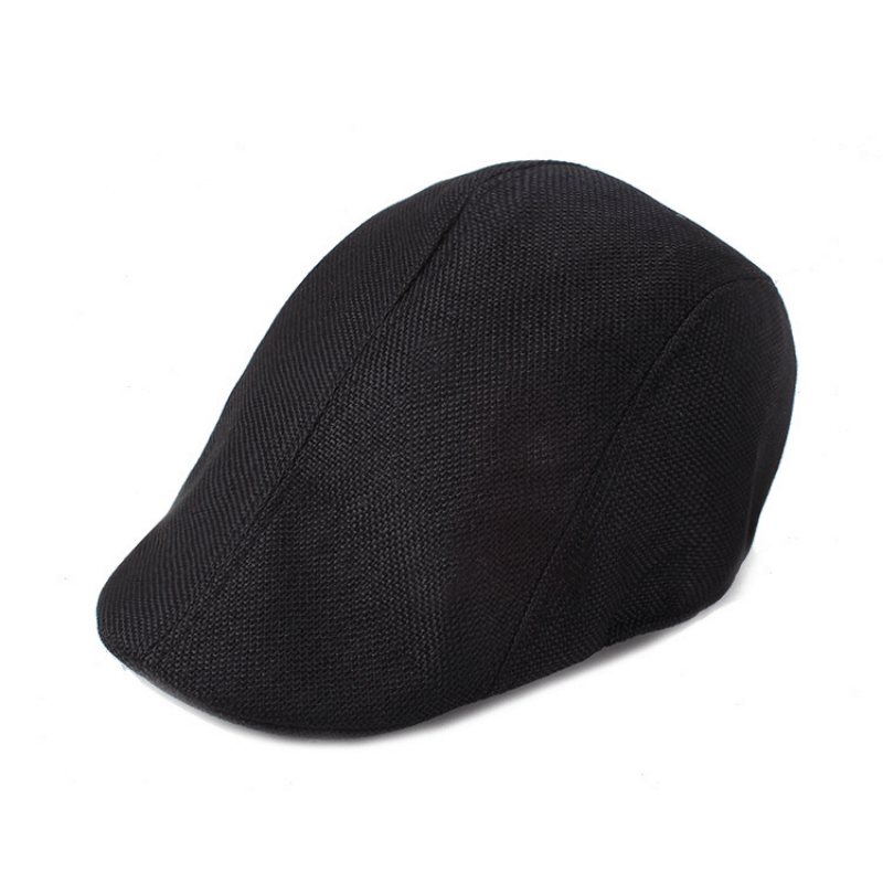Linen Peaked Cap Solid Breathable Sunshade Beret Hat