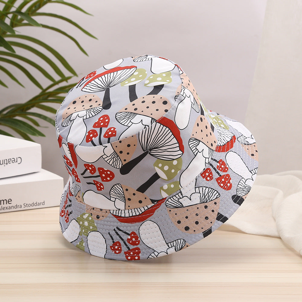 Cartoon Mushroom Bucket Hat Sunscreen Casual Sun Hat Printed Fisherman Cap