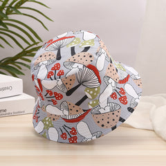 Cartoon Mushroom Bucket Hat Sunscreen Casual Sun Hat Printed Fisherman Cap