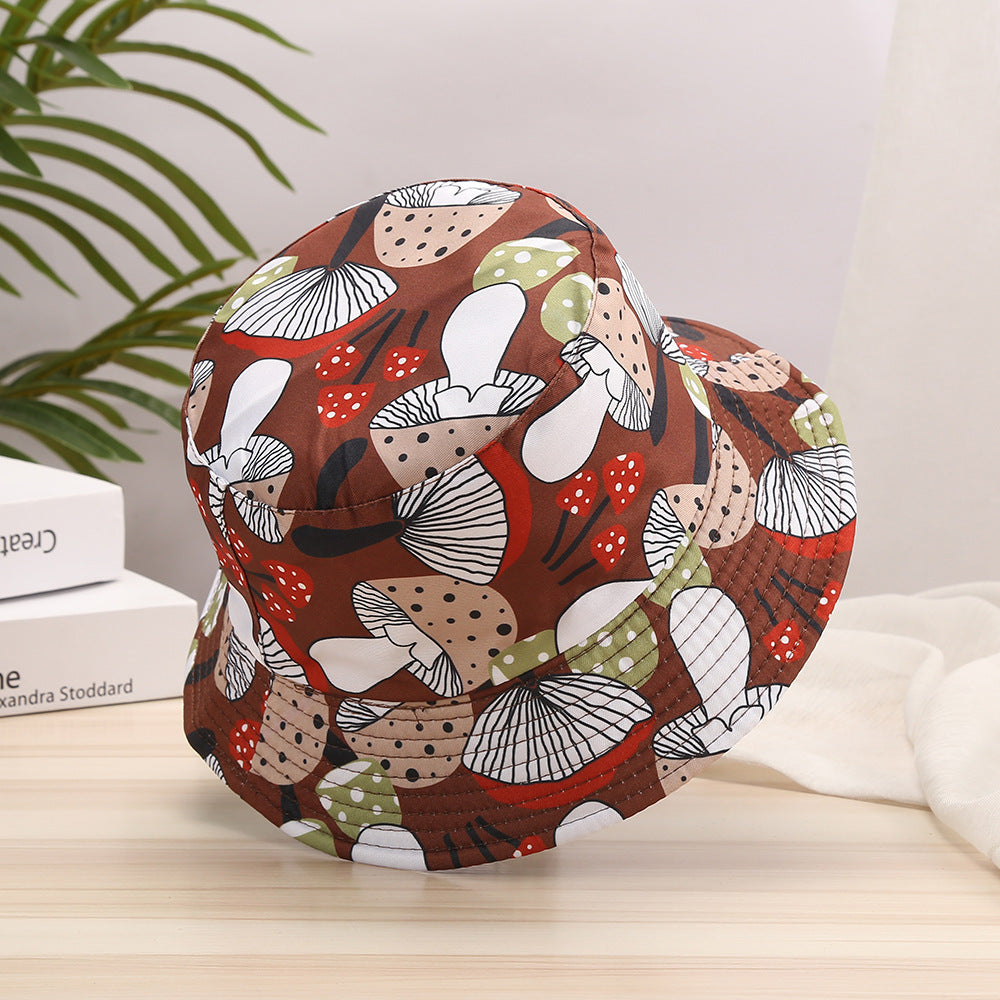 Cartoon Mushroom Bucket Hat Sunscreen Casual Sun Hat Printed Fisherman Cap