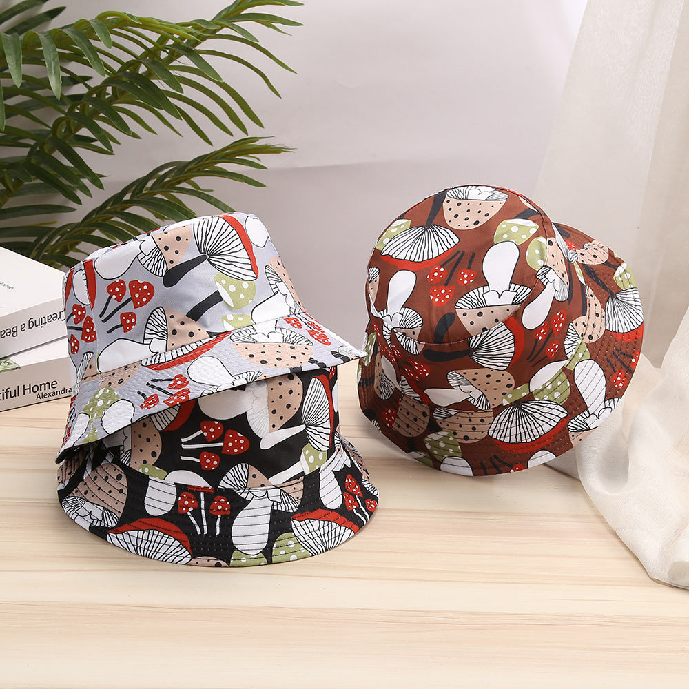 Cartoon Mushroom Bucket Hat Sunscreen Casual Sun Hat Printed Fisherman Cap