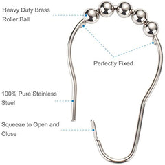 12pcs Stainless Steel Shower Curtain Hooks - Rust Proof and Easy to Install