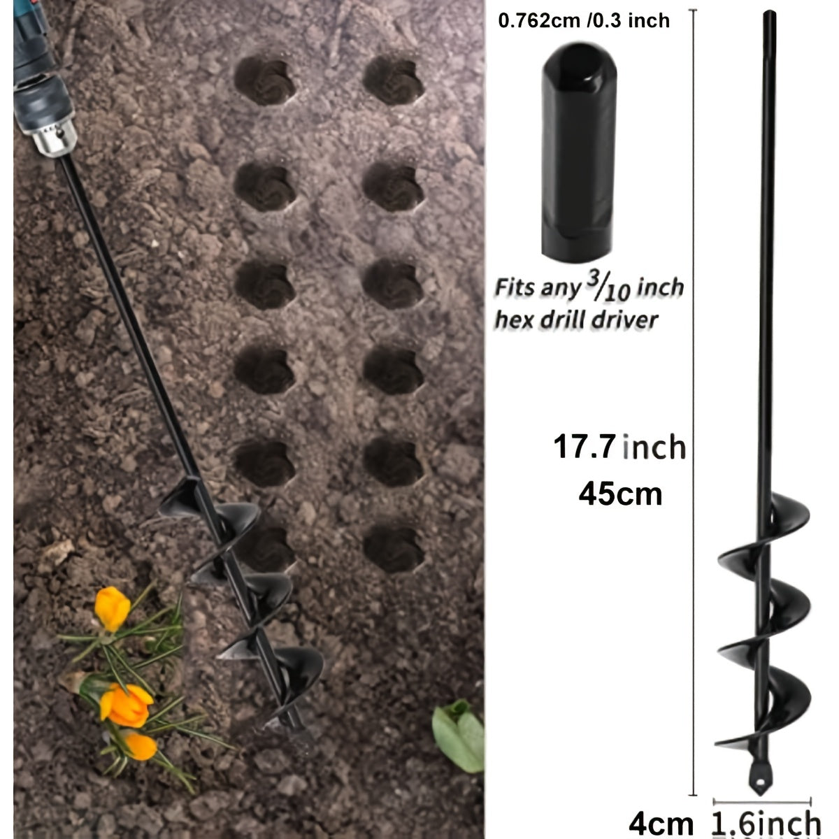 Ground Drill Joint w/ Plastic Parts Auger Spiral Drill Bit for Planting