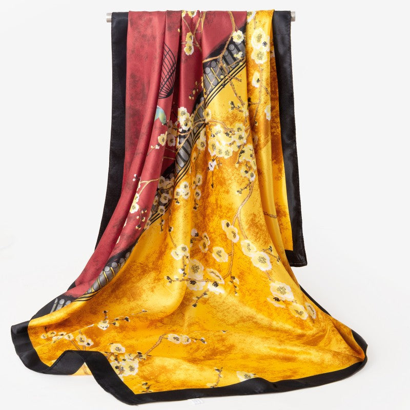 Graphic Bandana Silk Scarf Casual Shawl Scarf Wrap