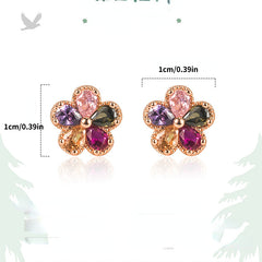 Colorful Flower Rhinestone Stud Earrings Girls Gift
