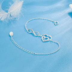 Heart Copper Silver Plated Zircon Bracelet Holiday Gift For Girls