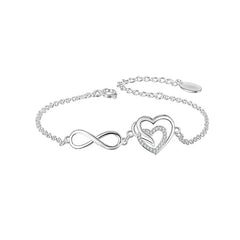 Heart Copper Silver Plated Zircon Bracelet Holiday Gift For Girls
