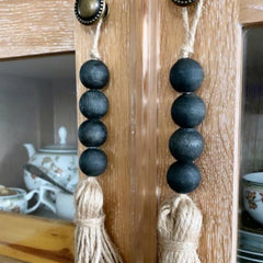 Garden Style Wood Bead Tassel Door Handle Decorative Pendant