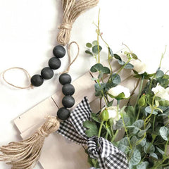 Garden Style Wood Bead Tassel Door Handle Decorative Pendant