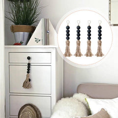 Garden Style Wood Bead Tassel Door Handle Decorative Pendant