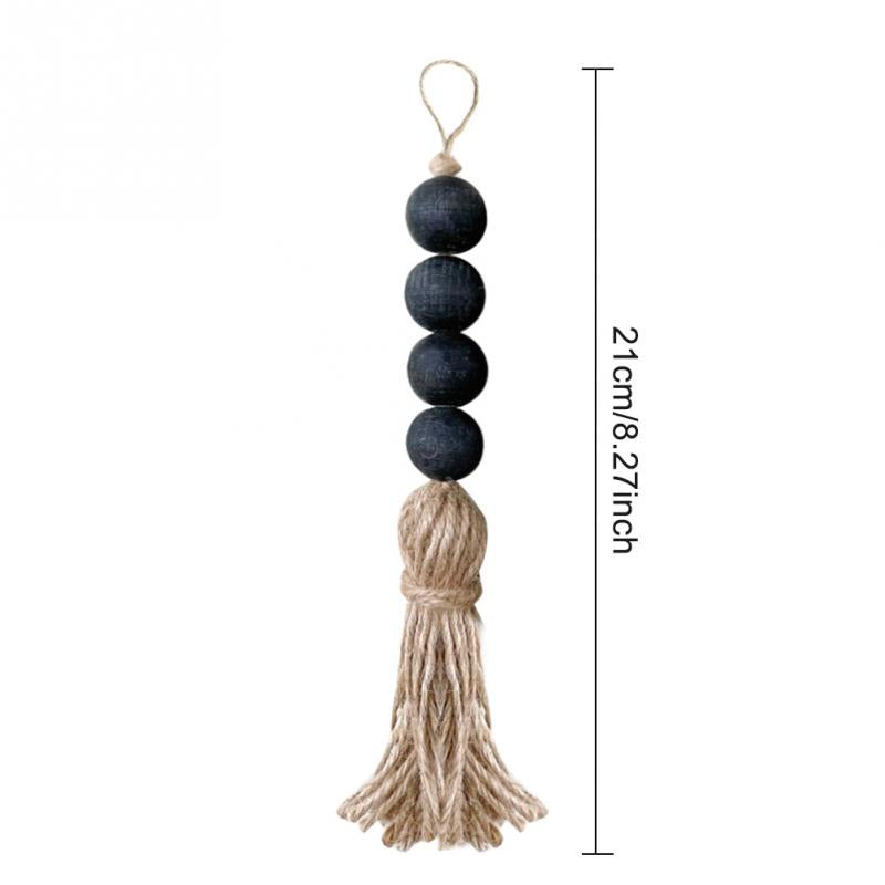 Garden Style Wood Bead Tassel Door Handle Decorative Pendant
