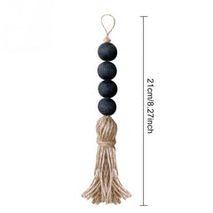 Garden Style Wood Bead Tassel Door Handle Decorative Pendant