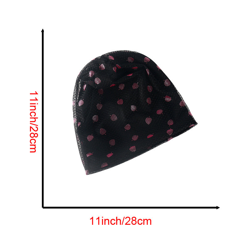 Pink Leaf Lace Soft Baggy Slouchy Beanie Hat Chemo Cap