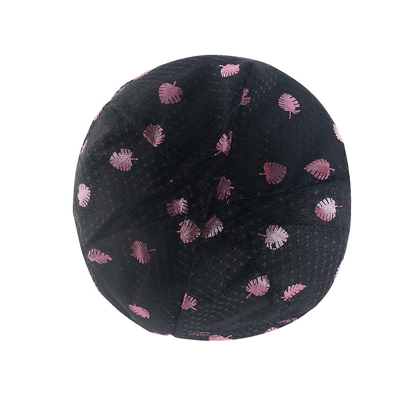 Pink Leaf Lace Soft Baggy Slouchy Beanie Hat Chemo Cap