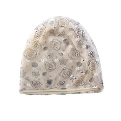 Beige Lace Flower Beanies Soft Baggy Slouchy Beanie Hat