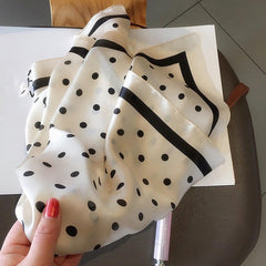 Dotted Square Scarf Satin Bandana Neckerchief Women Silk Head Wrap