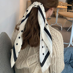 Dotted Square Scarf Satin Bandana Neckerchief Women Silk Head Wrap