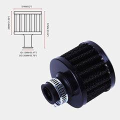 2pcs 12mm Valve Cover Breather Filter Car Motorcycle Air Intake Performance