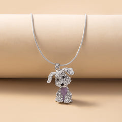 Sparkling Puppy Zircon Pendant Necklace for Girls