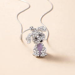 Sparkling Puppy Zircon Pendant Necklace for Girls