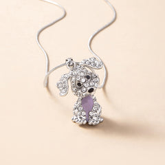 Sparkling Puppy Zircon Pendant Necklace for Girls