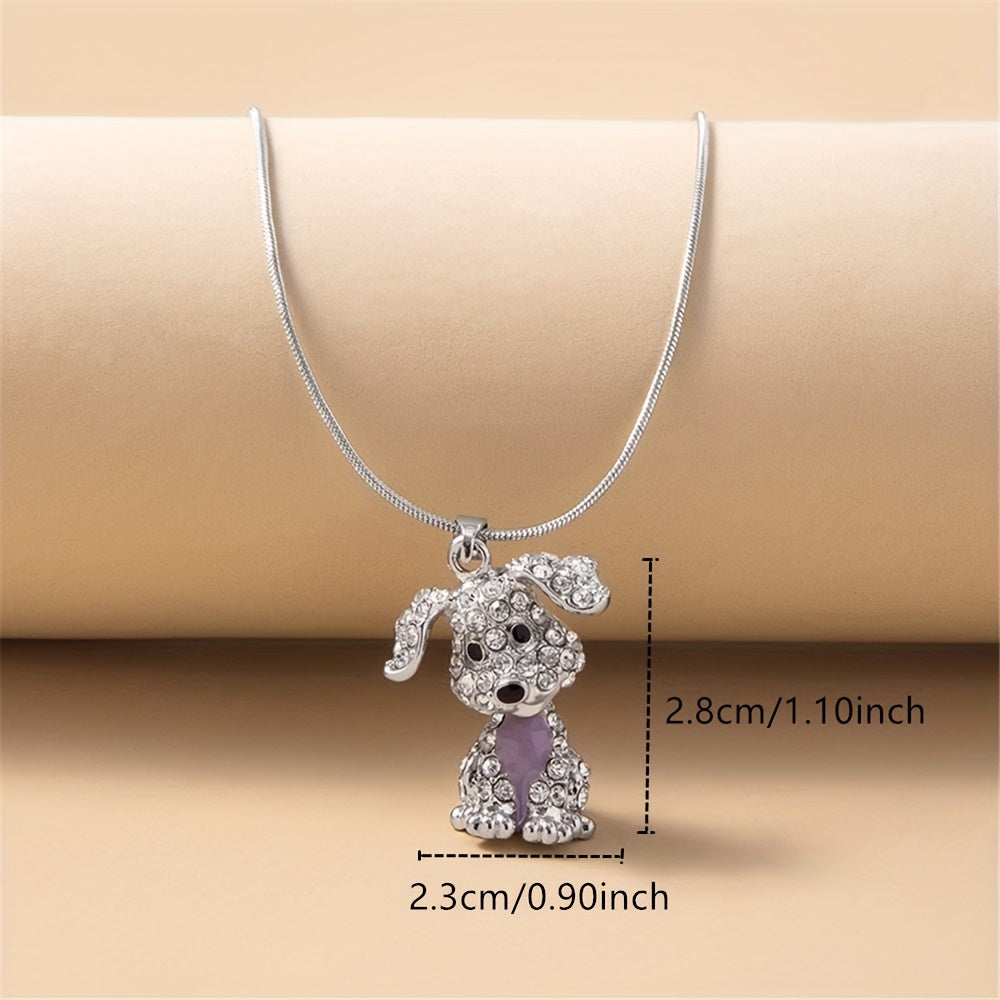 Sparkling Puppy Zircon Pendant Necklace for Girls