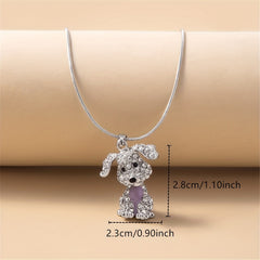 Sparkling Puppy Zircon Pendant Necklace for Girls