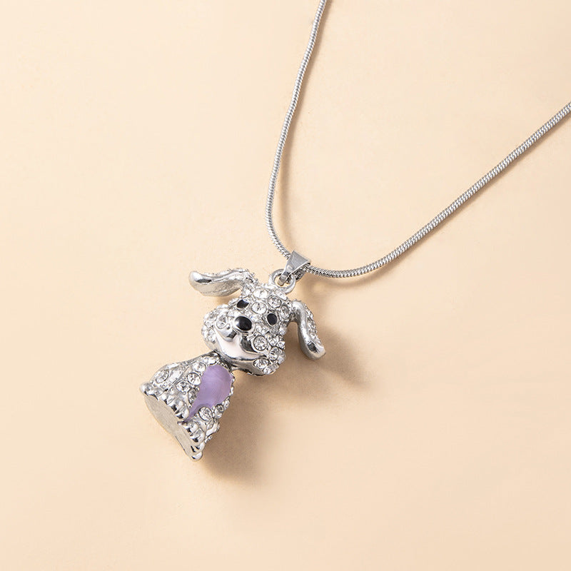 Sparkling Puppy Zircon Pendant Necklace for Girls