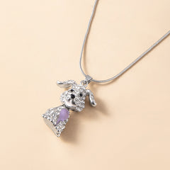 Sparkling Puppy Zircon Pendant Necklace for Girls