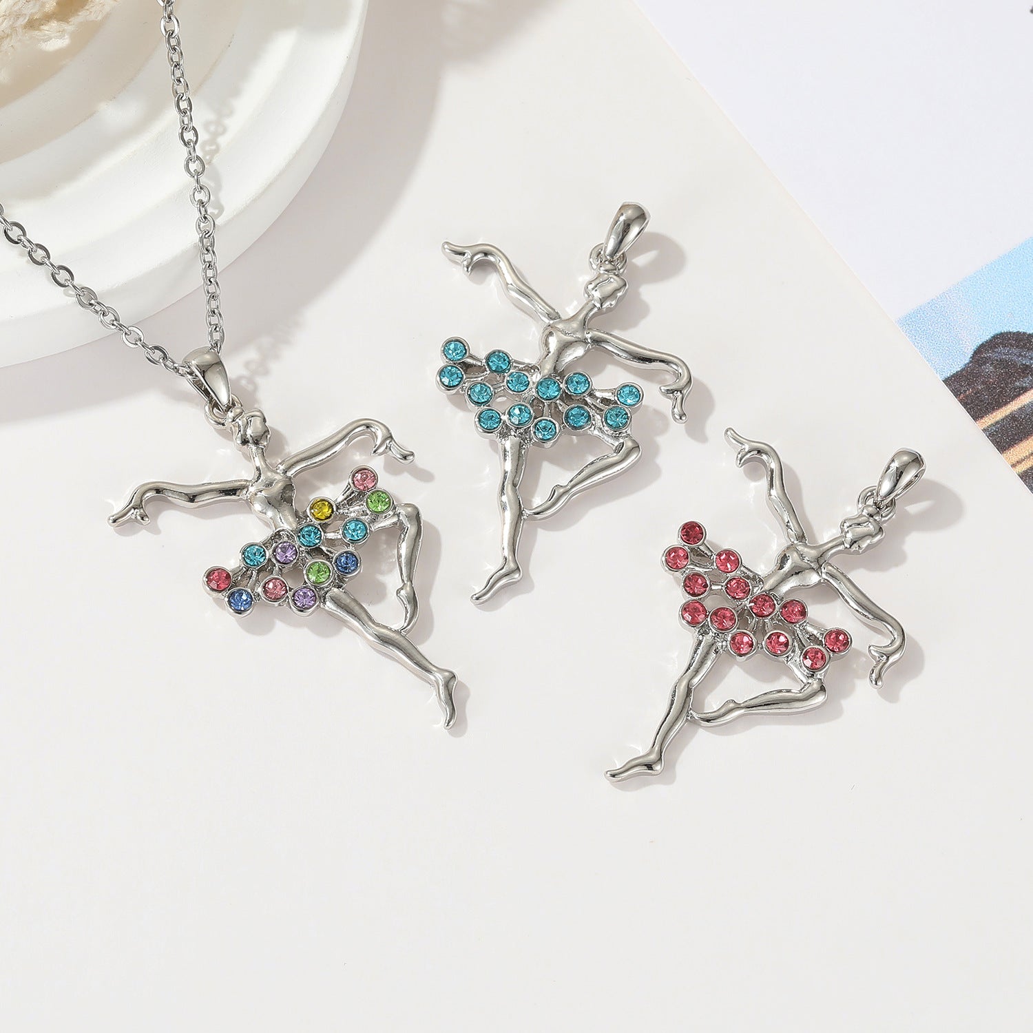 Colorful Ballet Dancing Pendant Necklace for Girls