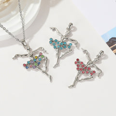 Colorful Ballet Dancing Pendant Necklace for Girls