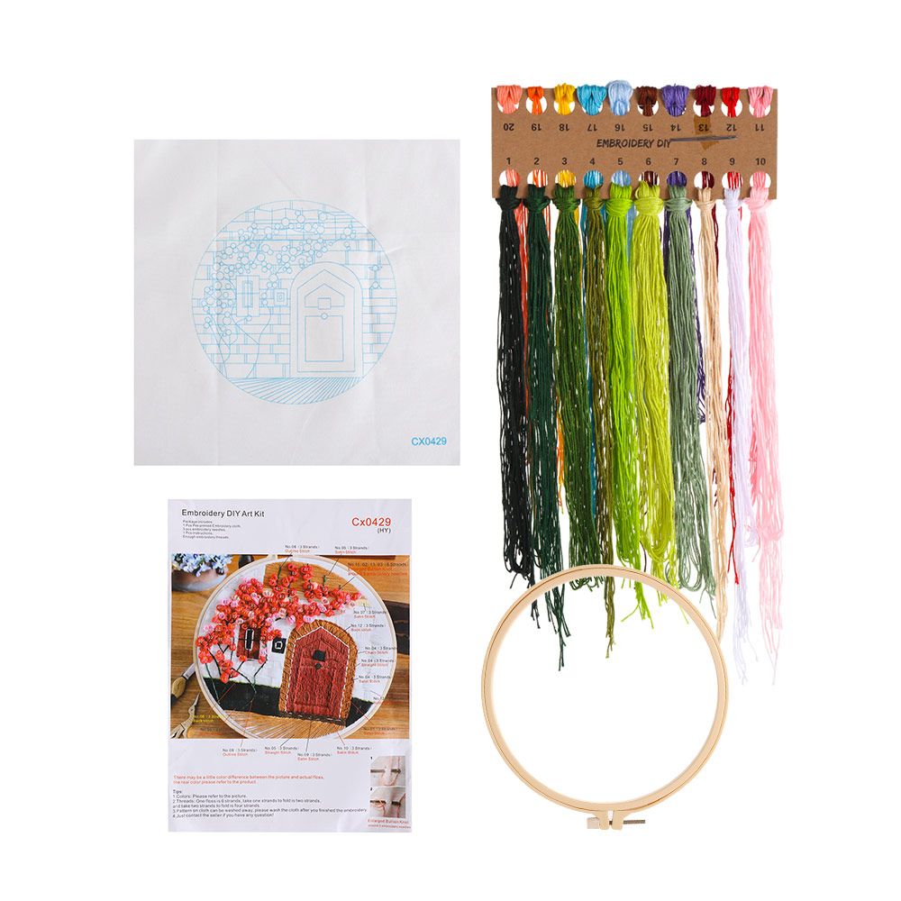 DIY Landscape Embroidery Kit Hoop Threads Needlework Crafts