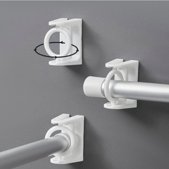 2Pcs Rotatable Transparent Shower Curtain Hook Rod Fixed Bracket Support