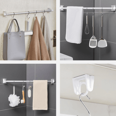 2Pcs Rotatable Transparent Shower Curtain Hook Rod Fixed Bracket Support