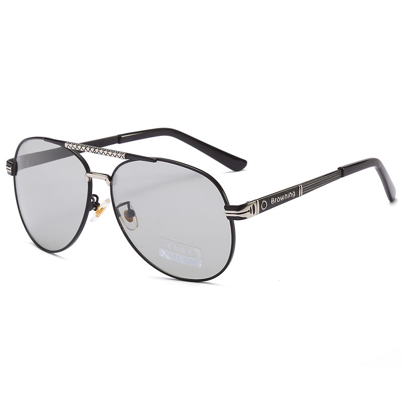 S400 Polarized Photochromic Sunglasses Metal Frame UV400 Retro Sun Glasses