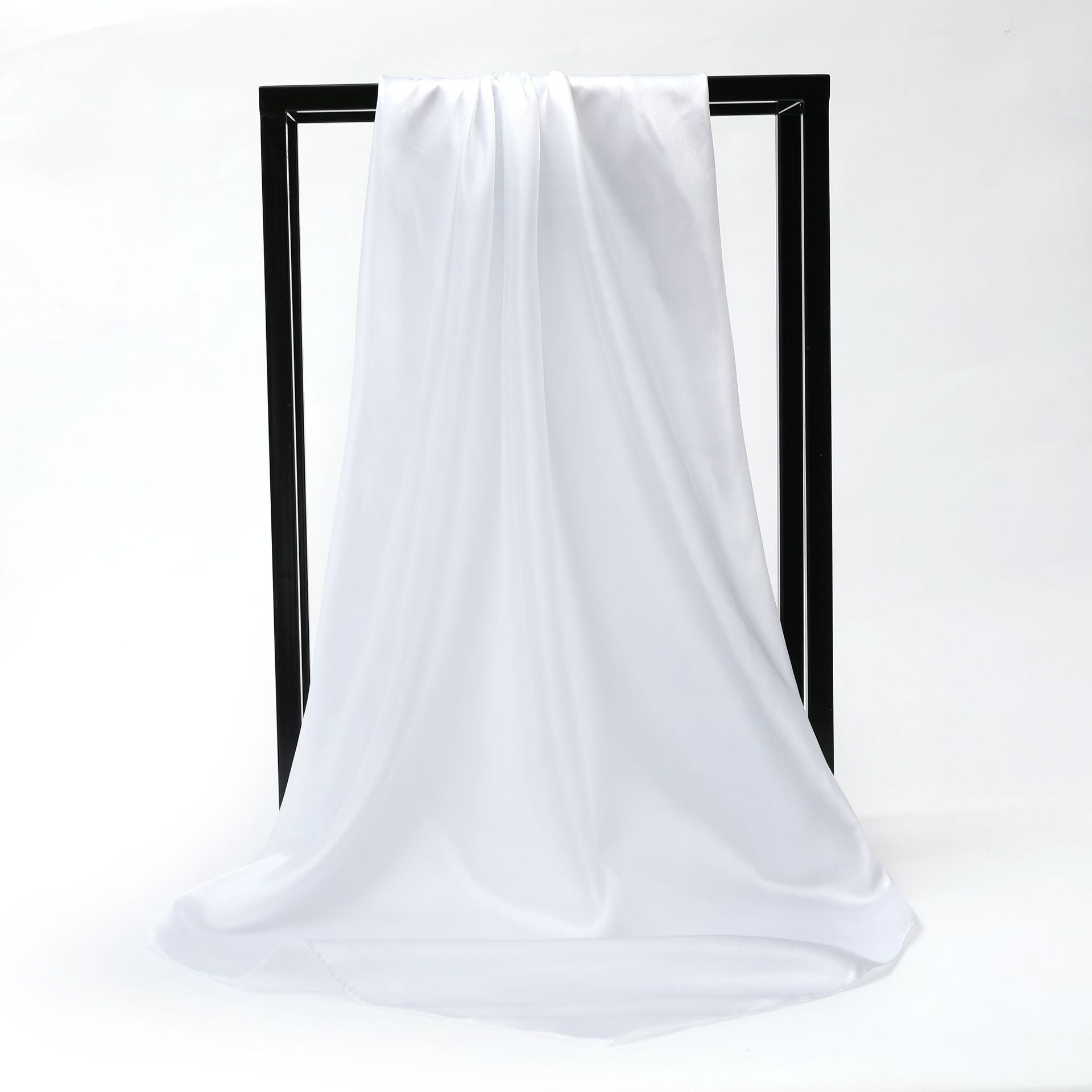 Solid Satin Bandana Large Square Scarf Hijab Women Head Wraps Casual Turban