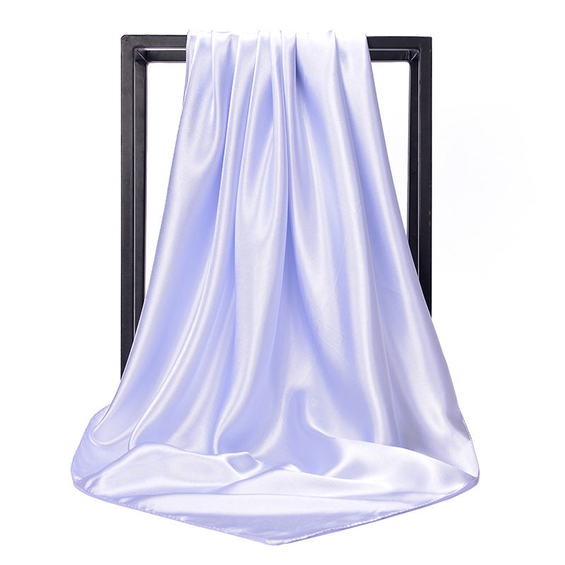 Solid Satin Bandana Large Square Scarf Hijab Women Head Wraps Casual Turban