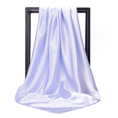 Solid Satin Bandana Large Square Scarf Hijab Women Head Wraps Casual Turban