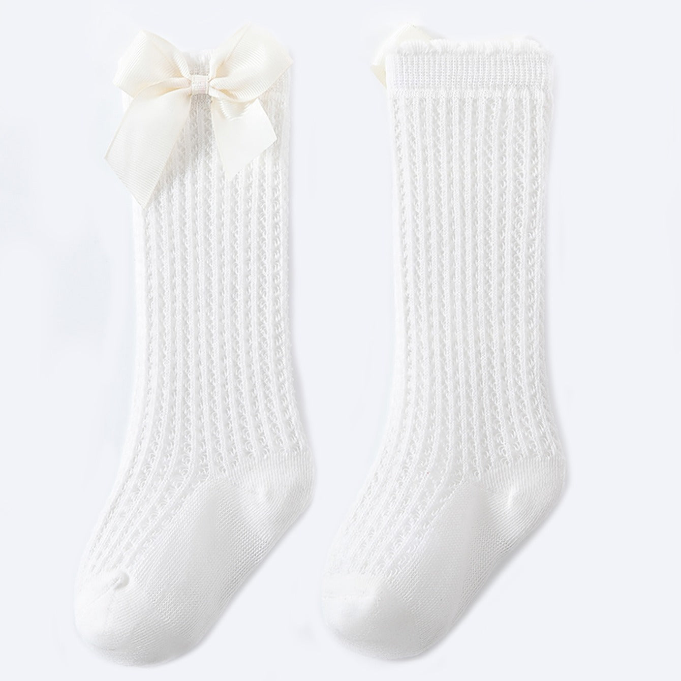 Toddler Lace Dress Socks, Breathable Mesh Cotton Bow Knee High