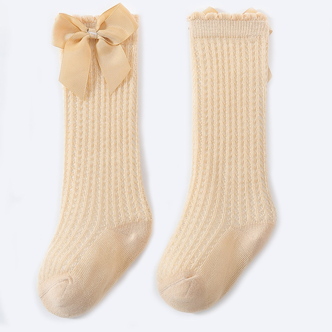 Toddler Lace Dress Socks, Breathable Mesh Cotton Bow Knee High