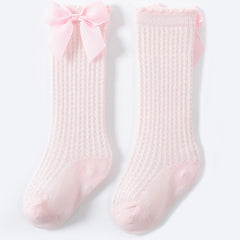 Toddler Lace Dress Socks, Breathable Mesh Cotton Bow Knee High